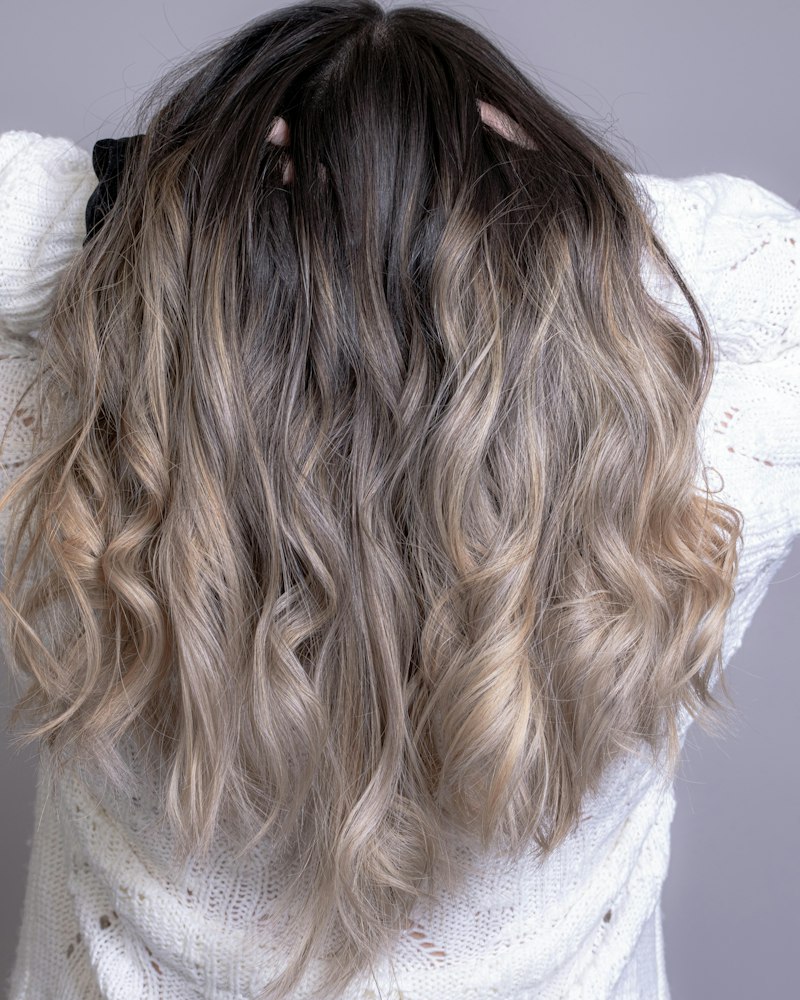 Long hair with blended ash highlights